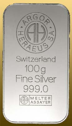 Silver bar 100 gramov 999/1000 Ag aktuálne značka Heraeus