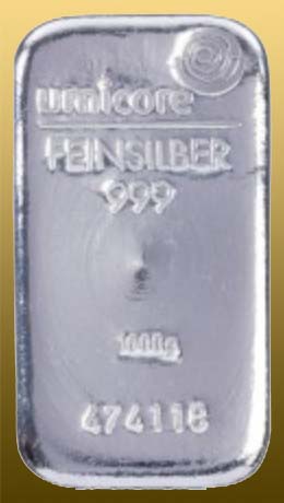 Silver bar 1 kg 999/1000 Ag - Umicore