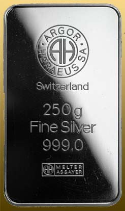 Silver bar 250 gramov 999/1000 Ag - Heraeus
