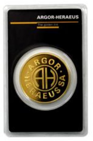 Tehlička 1 Oz Argor-Heraeus ROUND 999,9/1000 Au - zatavená ako kartička s certifikátom - každý certifikát je očíslovaný a číslo sa zhoduje s číslom na tehličke... (len na obrázku to nie je vidno) !!! SUPER CENA