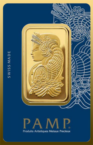 Zlata tehlicka PAMP 100 gramov ako kartička s certifikátom