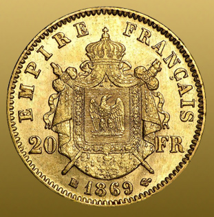  20 Frank Francúzsko - Napoleon III (pôvodný) 6,45 g (900/1000 Au) 5,81g čisté Au