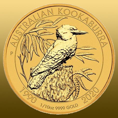Gold Kookaburra 1/10 Oz 999,9/1000 Au - ročník 2021
