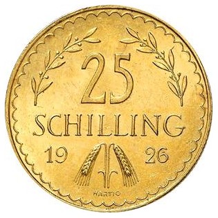 25 OES Ostereich Republic (5,881g 900/1000 Au = 5,2925g) mince razené medzi 1918 až 1938