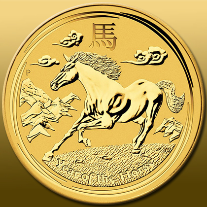 Gold Lunar 2014 - Kôň 1 Oz 999,9/1000 Au