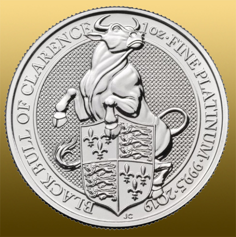 Platinová minca 1 Oz Queen's Beast - Black Bull 999,5/1000 Pt