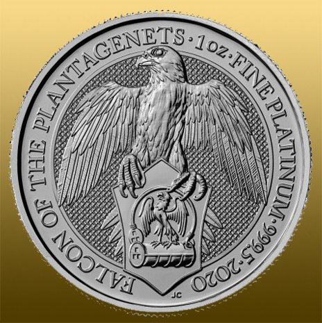 Platinová minca 1 Oz Queen's Beast - Falcon - 2020 999,5/1000 Pt