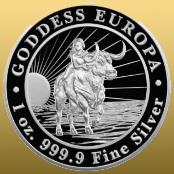 Silver 1 Oz Goddess Europa 999,9/1000 Ag - cena za kus pri odbere celej tuby - 20 kusov - staršie ročníky - balené po 20 ks v zapečatených plastových tubách - bez možnosti odpočtu DPH