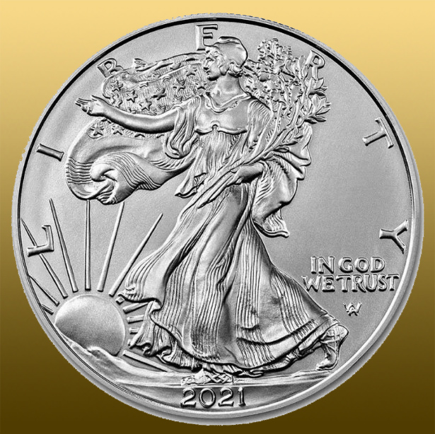 Silver American Eagle 1 Oz - TYP 2 - ročník 2021 - cena už od 1 kusu - predávané V OCHRANNEJ BUBLINKE