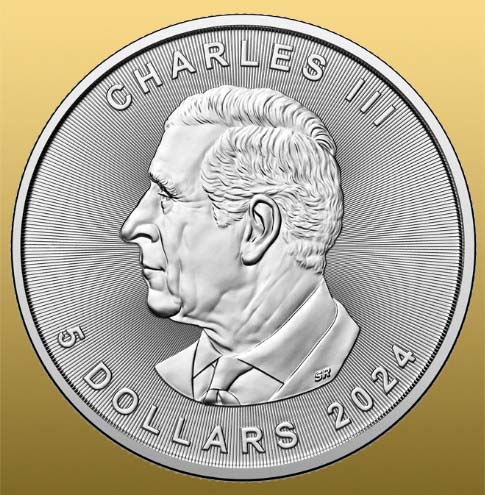 !!! Ročník 2024 - King Charles III Silver Maple Leaf 1 Oz 999,9/1000 Ag - pri nákupe menšieho počtu kusov - na minci je King Charles III