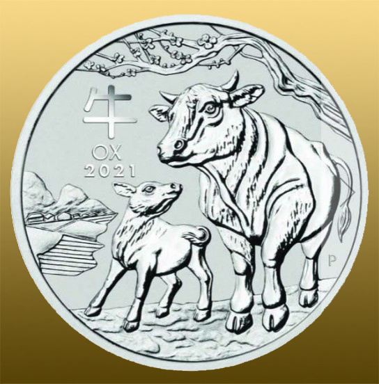 Silver 5 Oz Lunar 2021 - Vôl 999/1000 Ag - pomerne veľká a veľmi pekná minca