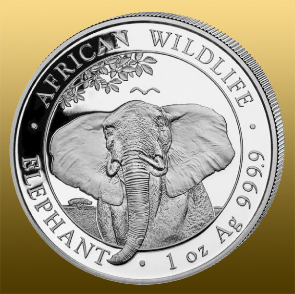 Somalia Elephant - 2021 999/1000 Ag - každý rok sa razí s iným vyobrazením slonov