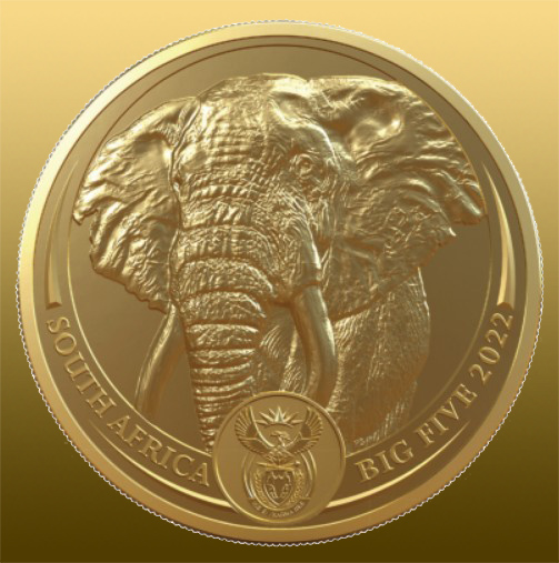Juhoafrická Republika 1 Oz Big Five (Elephant) 999,9/1000 Au - ročník 2022