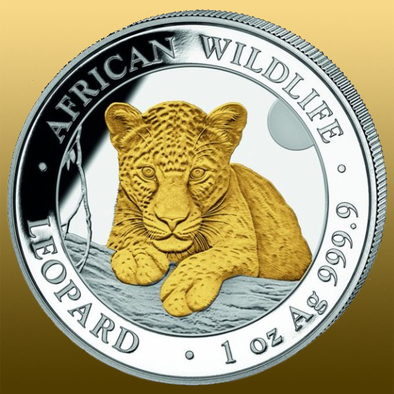 Somalia 1 Oz Leopard - 2025 POZLÁTENÝ 999/1000 Ag
