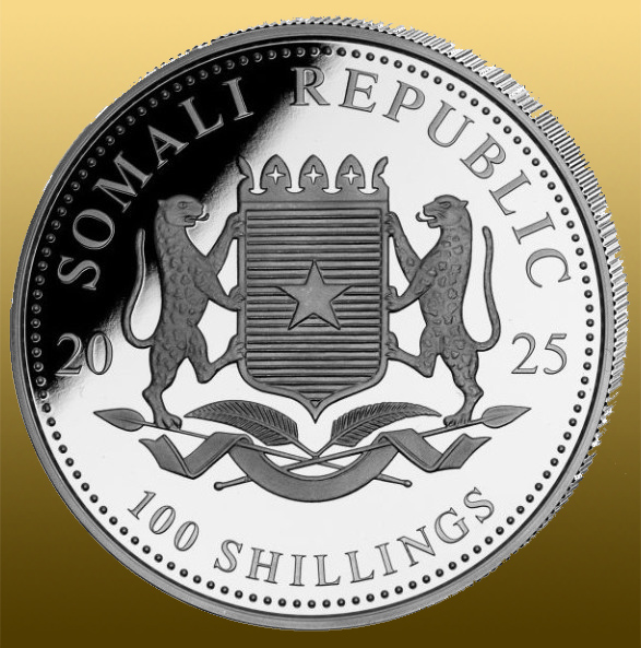 Somalia 1 Oz Leopard - 2025 POZLÁTENÝ 999/1000 Ag